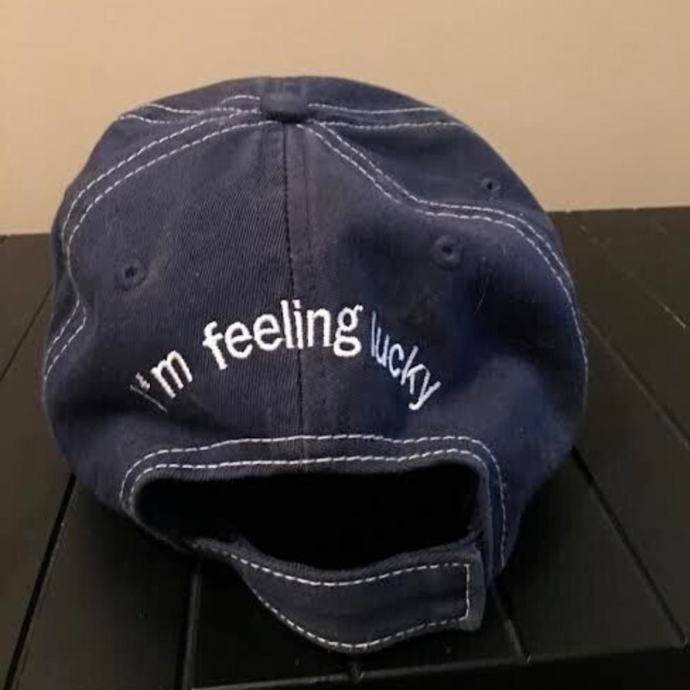 Google I'm Feeling Lucky Black Strapback Hat Adjustable Baseball Cap